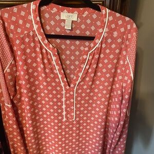 Loft pinky coral floral blouse